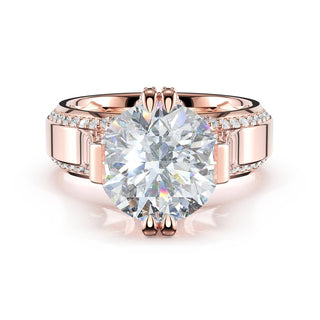 Round Wide Band Solitaire Engagement Ring in 18kt Rose Gold