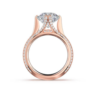 Round Wide Band Solitaire Engagement Ring in 18kt Rose Gold
