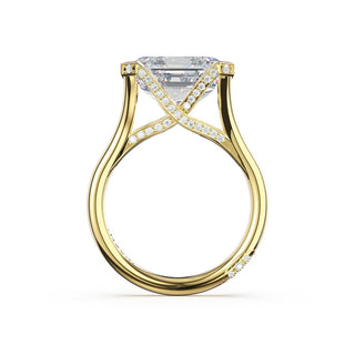 Emerald East-West Semi Bezel Solitaire Engagement Ring in 18kt Yellow Gold