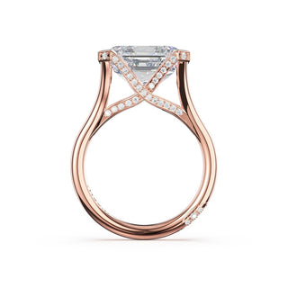 Emerald East-West Semi Bezel Solitaire Engagement Ring in 18kt Rose Gold