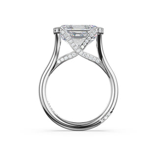 Emerald East-West Semi Bezel Solitaire Engagement Ring in Platinum