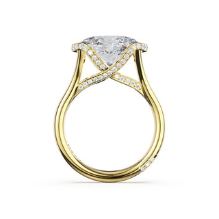 Oval East-West Semi Bezel Solitaire Engagement Ring in 18kt Yellow Gold