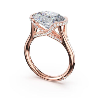 Oval East-West Semi Bezel Solitaire Engagement Ring in 18kt Rose Gold