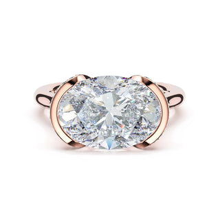 Oval East-West Semi Bezel Solitaire Engagement Ring in 18kt Rose Gold