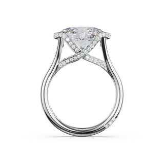 Oval East-West Semi Bezel Solitaire Engagement Ring in Platinum