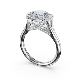 Round East-West Semi Bezel Solitaire Engagement Ring in 18kt White Gold