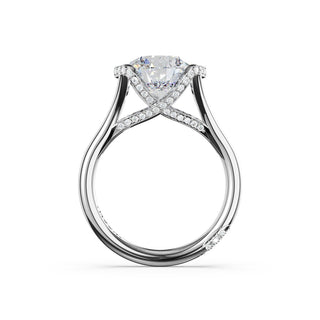 Round East-West Semi Bezel Solitaire Engagement Ring in 18kt White Gold
