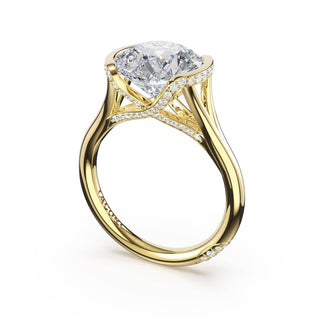 Round East-West Semi Bezel Solitaire Engagement Ring in 18kt Yellow Gold