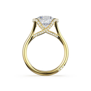 Round East-West Semi Bezel Solitaire Engagement Ring in 18kt Yellow Gold