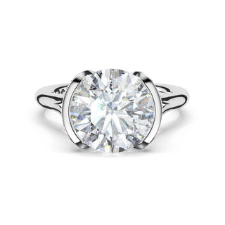 Round East-West Semi Bezel Solitaire Engagement Ring in Platinum