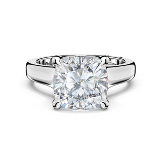 Cushion Wide Band Solitaire Engagement Ring in 18kt White Gold