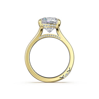 Cushion Wide Band Solitaire Engagement Ring in 18kt Yellow Gold