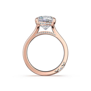 Cushion Wide Band Solitaire Engagement Ring in 18kt Rose Gold