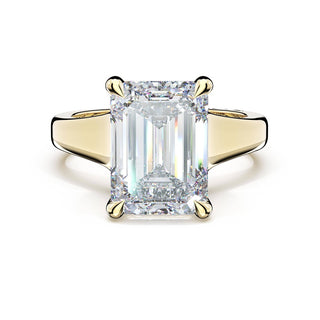 Emerald Wide Band Solitaire Engagement Ring in 18kt Yellow Gold