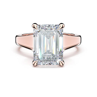 Emerald Wide Band Solitaire Engagement Ring in 18kt Rose Gold