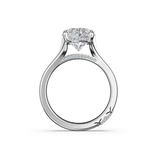 Oval Wide Band Solitaire Engagement Ring in 18kt White Gold