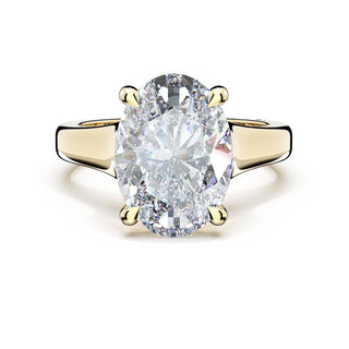 Oval Wide Band Solitaire Engagement Ring in 18kt Yellow Gold