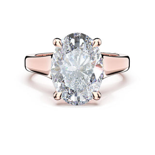Oval Wide Band Solitaire Engagement Ring in 18kt Rose Gold