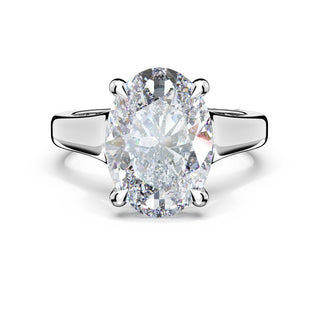 Oval Wide Band Solitaire Engagement Ring in Platinum