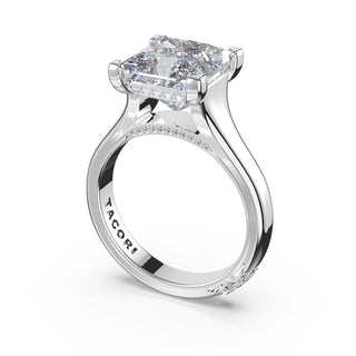 Princess Wide Band Solitaire Engagement Ring in 18kt White Gold