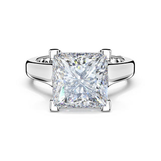 Princess Wide Band Solitaire Engagement Ring in 18kt White Gold