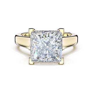 Princess Wide Band Solitaire Engagement Ring in 18kt Yellow Gold