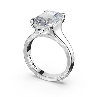 Radiant Wide Band Solitaire Engagement Ring in 18kt White Gold