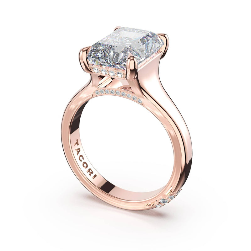 Radiant Wide Band Solitaire Engagement Ring in 18kt Rose Gold
