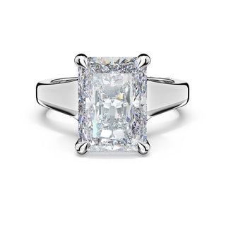Radiant Wide Band Solitaire Engagement Ring in Platinum