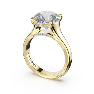 Round Wide Band Solitaire Engagement Ring in 18kt Yellow Gold