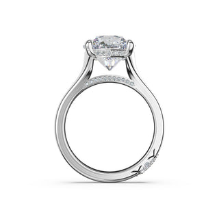 Round Wide Band Solitaire Engagement Ring in Platinum