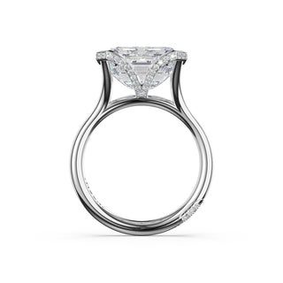 Emerald East-West Semi Bezel Solitaire Engagement Ring in Platinum