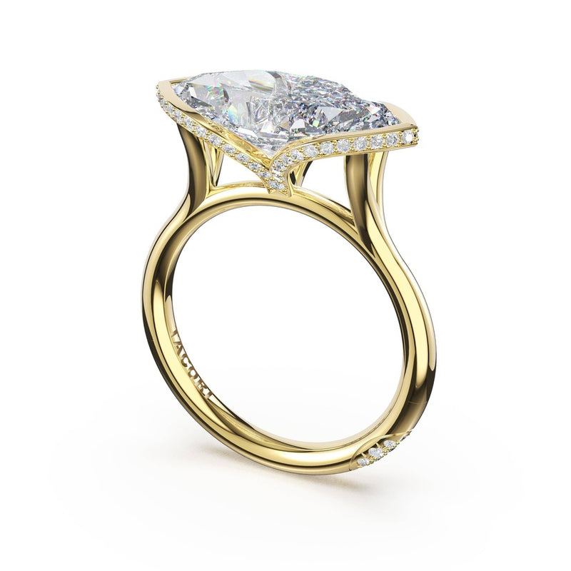 Marquise East-West Semi Bezel Solitaire Engagement Ring in 18kt Yellow Gold