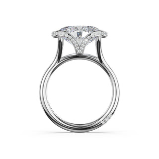 Oval East-West Semi Bezel Solitaire Engagement Ring in 18kt White Gold