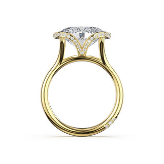 Oval East-West Semi Bezel Solitaire Engagement Ring in 18kt Yellow Gold