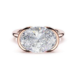Oval East-West Semi Bezel Solitaire Engagement Ring in 18kt Rose Gold