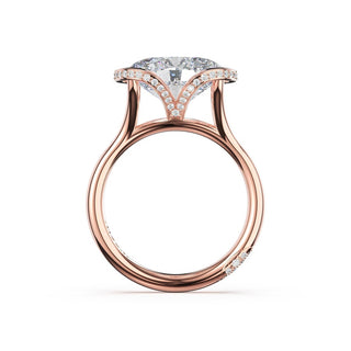 Oval East-West Semi Bezel Solitaire Engagement Ring in 18kt Rose Gold