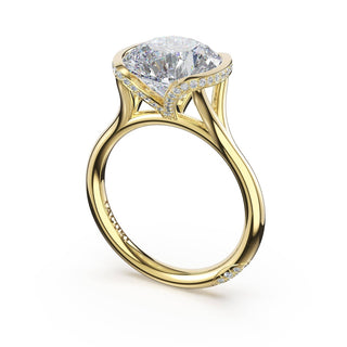Round East-West Semi Bezel Solitaire Engagement Ring in 18kt Yellow Gold