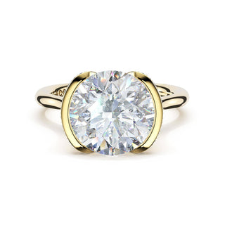 Round East-West Semi Bezel Solitaire Engagement Ring in 18kt Yellow Gold