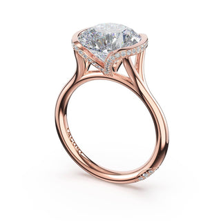 Round East-West Semi Bezel Solitaire Engagement Ring in 18kt Rose Gold
