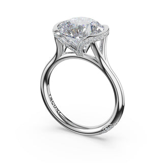 Round East-West Semi Bezel Solitaire Engagement Ring in Platinum