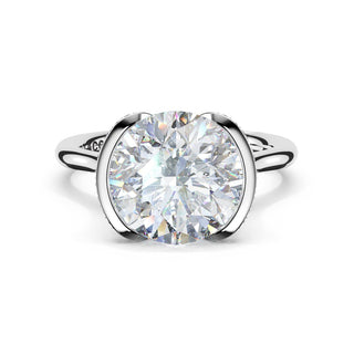 Round East-West Semi Bezel Solitaire Engagement Ring in Platinum