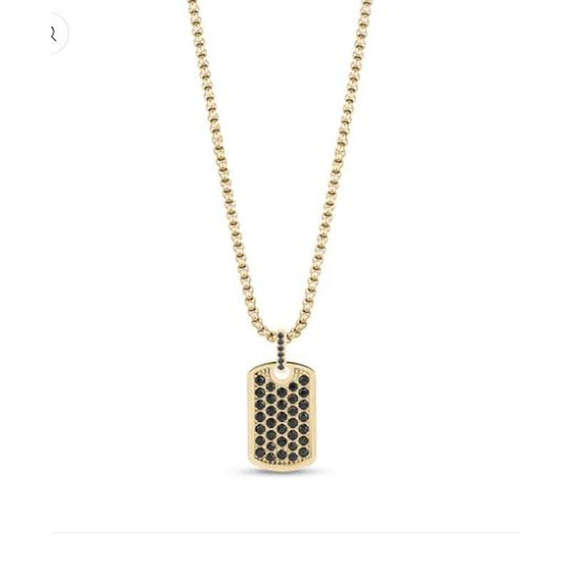 BLK STN GOLD DOG TAG