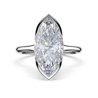 Marquise North/South Semi-Bezel Pavé-Prong Ring in 18kt White Gold