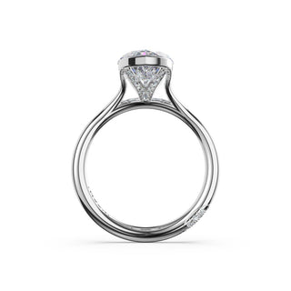Marquise North/South Semi-Bezel Pavé-Prong Ring in 18kt White Gold