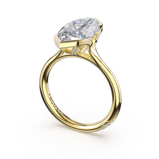Marquise North/South Semi-Bezel Pavé-Prong Ring in 18kt Yellow Gold