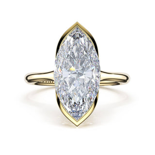 Marquise North/South Semi-Bezel Pavé-Prong Ring in 18kt Yellow Gold