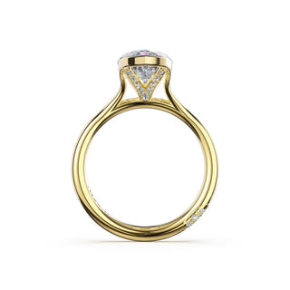 Marquise North/South Semi-Bezel Pavé-Prong Ring in 18kt Yellow Gold