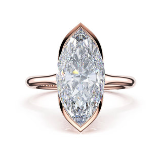 Marquise North/South Semi-Bezel Pavé-Prong Ring in 18kt White Gold