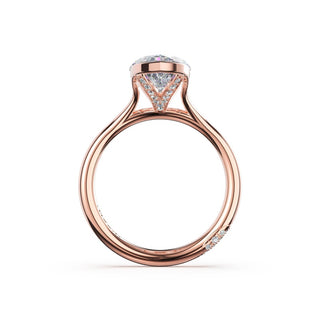 Marquise North/South Semi-Bezel Pavé-Prong Ring in 18kt Rose Gold